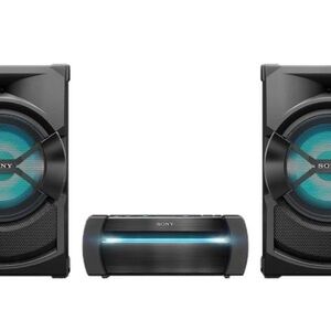 Sony Black and Blue Portable Speaker with Modern Design